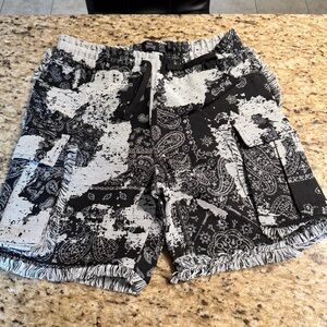 Rebels Black and Gray Cargo Shorts